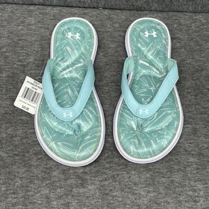 Under Armour Marbella VII Women's Cushioned Thong Flip Flops - Sz 10 Blue/Green